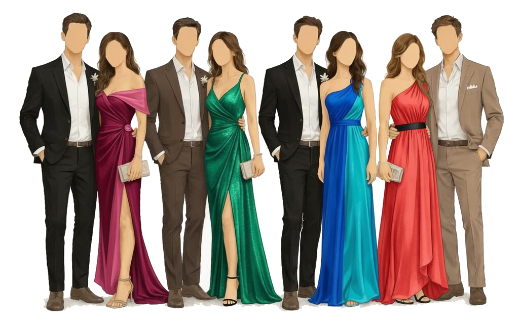 Ilustração de referência para traje passeio completo
